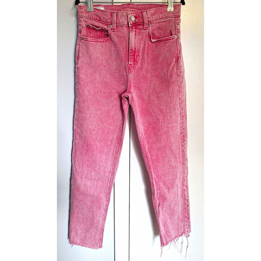 Gap Cheeky Straight High Rise Pink Acid Wash Denim Jeans Women’s Size 4